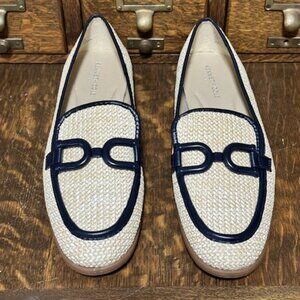 KENNETH COLE NEW YORK Larisa Natural Navy Raffia Link Loafers - 10/41